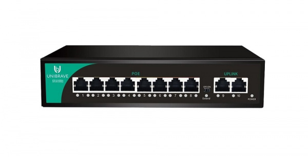 UB-SW-8F2F-120 Base Неуправляемый коммутатор Unibrave с поддержкой PoE на 8 портов Фото UB-SW-8F2F-120 Base Неуправляемый коммутатор Unibrave с поддержкой PoE на 8 портов Фото