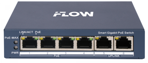 F-SW-EM606POE-VM POE-коммутатор смарт-управляемый с грозозащитой 6кВ Фото