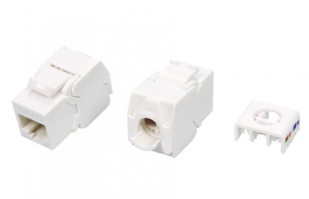 Hyperline KJ8-8P8C-C6-180-TLS-WH Вставка Keystone Jack RJ-45(8P8C), категория 6, тип 180 градусов, Toolless, белая Фото