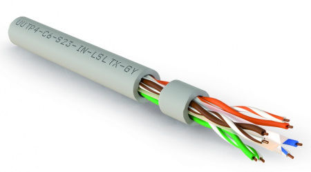 Кабель витая пара Hyperline Cat6 U/UTP, UUTP4-C6-S23-IN-LSLTX-GY-305, (305 м) неэкранированная Фото