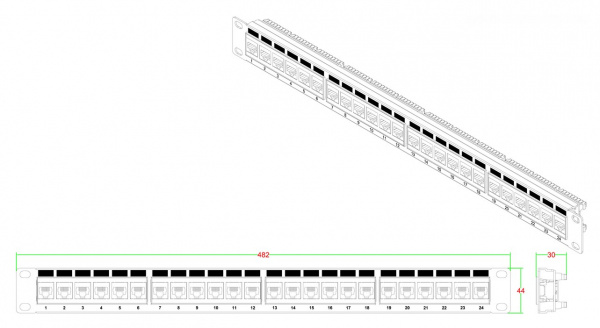 Hyperline PP3-19-24-8P8C-C5E-110D Патч-панель 19 Hyperline PP3-19-24-8P8C-C5E-110D Патч-панель 19