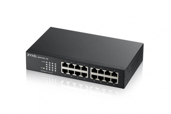 Коммутатор Zyxel GS1100-16, 16xGE, стоечный, бесшумный Фото