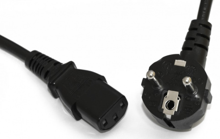 Hyperline PWC-IEC13-SHM-1.8-BK Кабель питания компьютера (Schuko+C13) (3x0.75), 10A, угловая вилка Фото