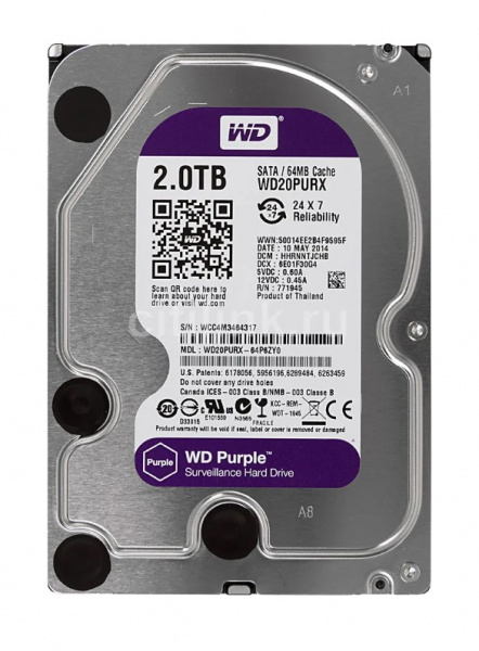 Жесткий диск 2TB WD Purple WD20PURX SATA III Фото Жесткий диск 2TB WD Purple WD20PURX SATA III Фото