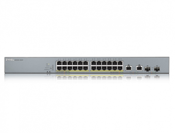 L2 коммутатор PoE+ для IP-видеокамер Zyxel GS1350-26HP, 24xGE PoE+, 2xCombo (SFP/RJ-45), бюджет PoE  Фото