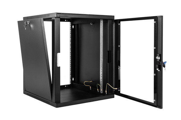 Шкаф телекоммуникационный настенный сварной 12U (600 × 500) съёмные стенки, дверь стекло, чёрный Фото