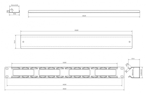 Hyperline CM-1U-ML-COV Кабельный организатор металлический с крышкой, 19