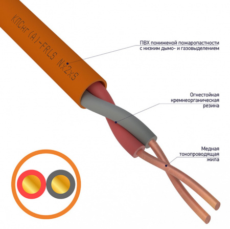 Кабель огнестойкий REXANT КПСнг(А)-FRLS 1x2x0,20 мм², бухта 200 м Фото