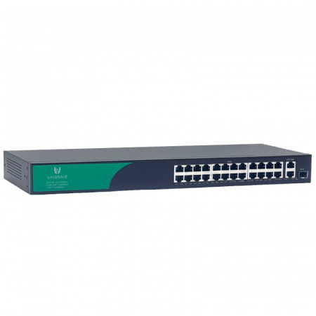 UB-SW-24F2G1SFP-300 Base Неуправляемый коммутатор Unibrave с поддержкой PoE на 24 порта, 2 Uplink 1000 Мбит/c и 1 SFP (300 Вт) Фото