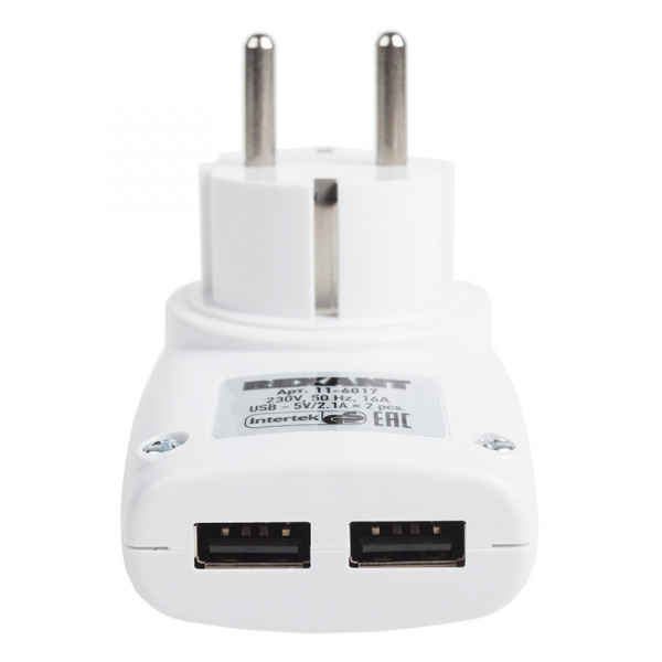 Адаптер питания 220В + 2  USB REXANT RX-17 Фото Адаптер питания 220В + 2  USB REXANT RX-17 Фото