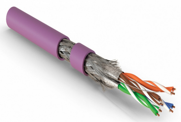 Кабель витая пара Hyperline Cat7 S/FTP, SFTP4-C7-P26-IN-LSZH-VL-500, (500 м) экранированная Фото