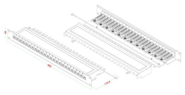Hyperline PP3-19-24-8P8C-C6-SH-110D Патч-панель 19 Hyperline PP3-19-24-8P8C-C6-SH-110D Патч-панель 19