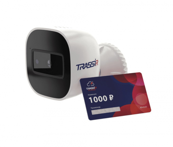 Bullet Wifi Комплект облачного видеонаблюдения - IP-камера TRASSIR TR-W2B5 2.8 и карта пополнения счета  Фото