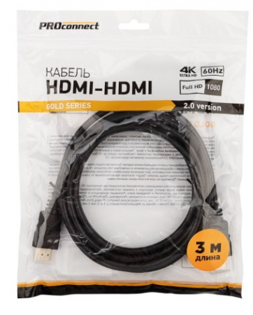 Кабель PROconnect HDMI - HDMI 2.0, 3м, Gold Фото