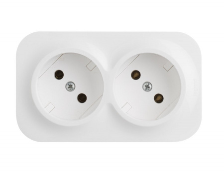 Розетка 2-м ОП Quteo 16А IP20 250В 2х2P без заземл. без защ. шторок бел. Фото