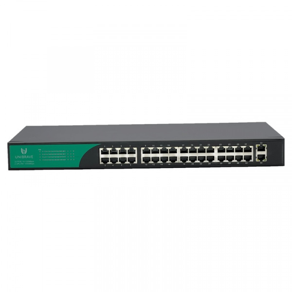 UB-SW-32F2G-400 Base Неуправляемый коммутатор Unibrave с поддержкой PoE на 32 порта и 2 Uplink 1000 Мбит/c (400 Вт) Фото UB-SW-32F2G-400 Base Неуправляемый коммутатор Unibrave с поддержкой PoE на 32 порта и 2 Uplink 1000 Мбит/c (400 Вт) Фото