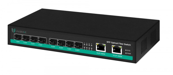 UB-SW-8SFP-2G Pro Неуправляемый коммутатор с 8 SFP портами и 2 Uplink 1000 Мбит/с Фото UB-SW-8SFP-2G Pro Неуправляемый коммутатор с 8 SFP портами и 2 Uplink 1000 Мбит/с Фото