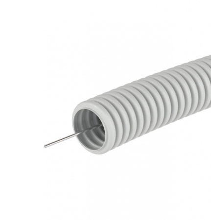 Труба ПВХ легкая серая D=16 (91916) Труба гофрированная с протяжкой, не распространяющая горение Фото