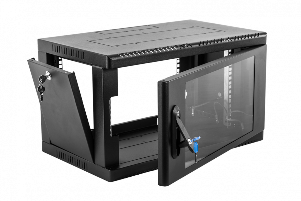 Шкаф телекоммуникационный настенный сварной 9U (600 × 650) съёмные стенки, дверь стекло, чёрный Фото