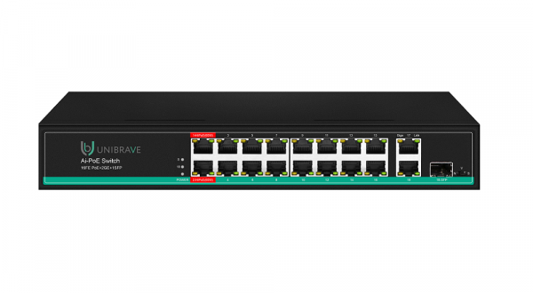 UB-SW-16F2G1SFP-150 Pro Неуправляемый коммутатор Unibrave с поддержкой PoE на 16 портов (150 Вт) Фото UB-SW-16F2G1SFP-150 Pro Неуправляемый коммутатор Unibrave с поддержкой PoE на 16 портов (150 Вт) Фото