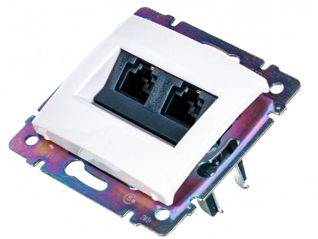 Розетка 2×RJ45 Кат.5e UTP Valena (белая) на захватах Фото