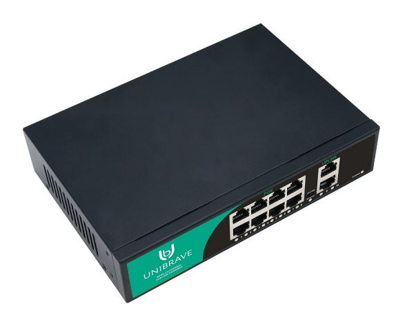 UB-SW-8F2G-120 Base Неуправляемый коммутатор Unibrave с поддержкой PoE на 8 портов и 2 Uplink 1000 Мбит/с Фото UB-SW-8F2G-120 Base Неуправляемый коммутатор Unibrave с поддержкой PoE на 8 портов и 2 Uplink 1000 Мбит/с Фото