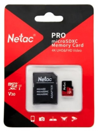 Карта памяти 256GB MicroSDXC Netac P500 Extreme Pro Class 10 UHS-I A1 V30 (100 Mb/s) + SD адаптер Фото