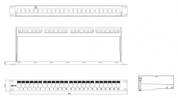 Hyperline PPBL3-19-24-SH-RM Модульная патч-панель 19 Hyperline PPBL3-19-24-SH-RM Модульная патч-панель 19