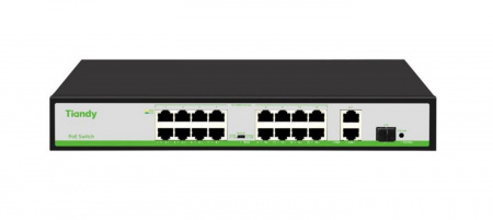 TC-P3S019 Spec:H/1621/AT/180 Неуправляемый РоЕ коммутатор, 19 портов (16 РоЕ RJ-45 х100Мбит/с + 2 Uplink RJ-45 х1Гбит/с + 1 Uplink SFP х1Гбит/с) Фото