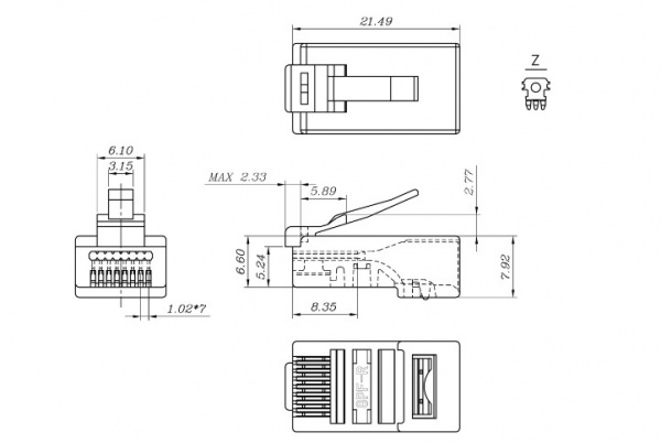 Hyperline PLEZ-8P8C-U-C5-100 Разъем легкой оконцовки RJ-45 (8P8C) под витую пару, категория 5 Фото