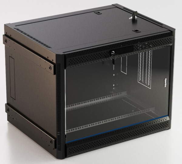 Hyperline TWB-FC-1566-GP-RAL9004 Шкаф настенный 19-дюймовый (19