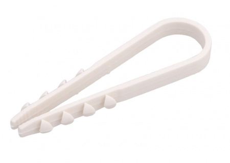 Дюбель-хомут нейлоновый REXANT 5-10 мм, белый, упаковка 100 шт. Фото