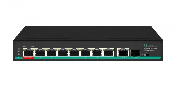 UB-SW-8G1G1SFP-120 Pro Гигабитный неуправляемый коммутатор Unibrave с поддержкой PoE на 8 портов, 1Uplink и 1SFP-портом (120 Вт) Фото UB-SW-8G1G1SFP-120 Pro Гигабитный неуправляемый коммутатор Unibrave с поддержкой PoE на 8 портов, 1Uplink и 1SFP-портом (120 Вт) Фото